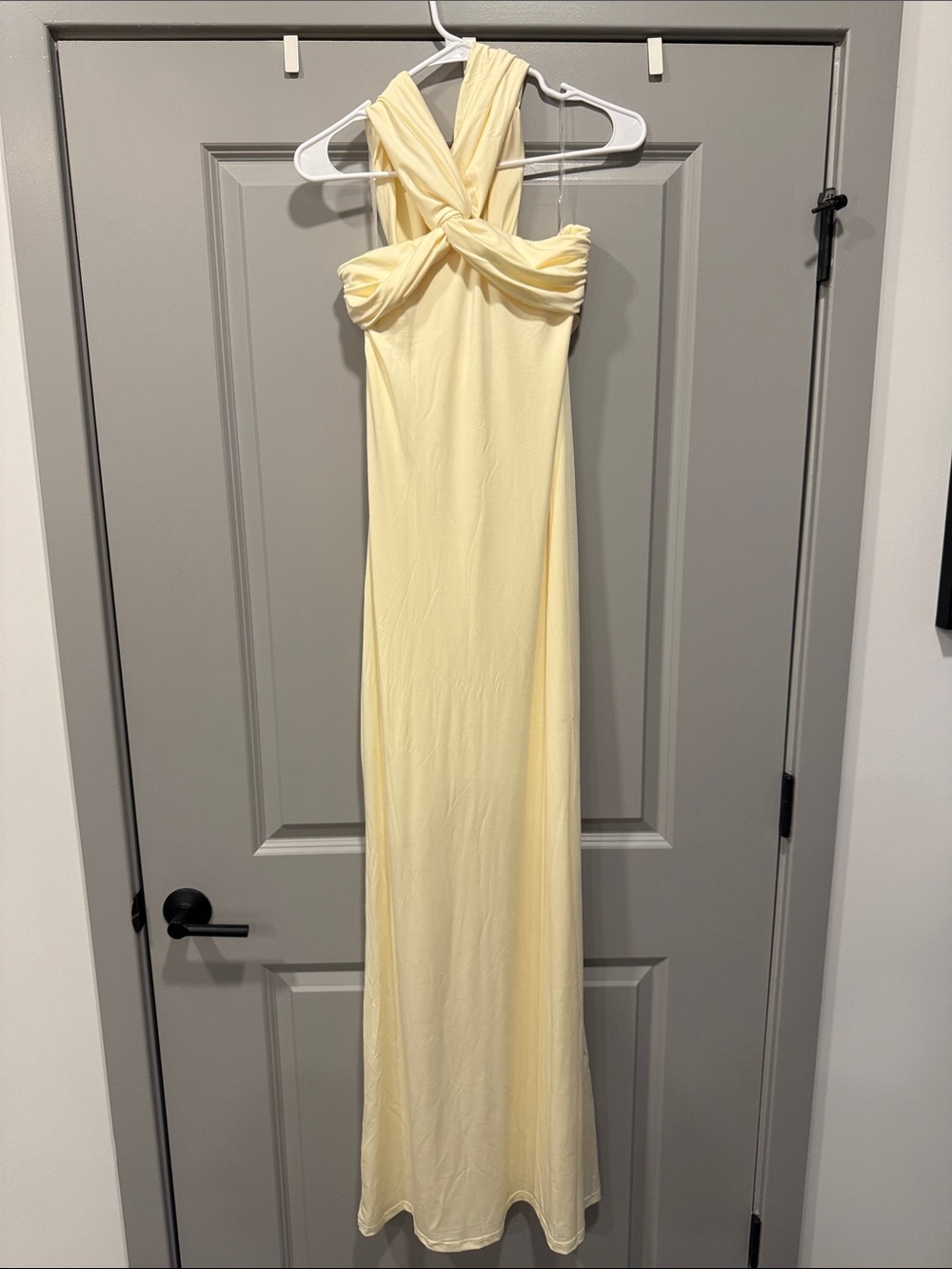Off Shoulder Maxi Dress in Pale Yellow